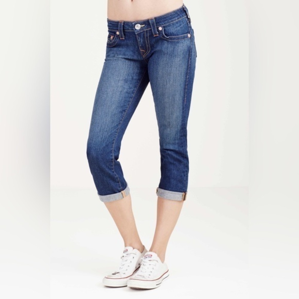 True Religion Lizzy Low Rise Capri Jeans Cropped Women’s Size 30 10 Medium